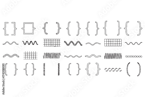 Collection of decorative typographic elements and dividers, isolated on transparent background