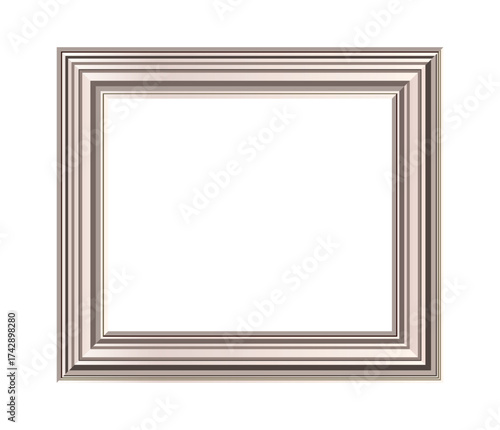 Rich carved silver picture frame rectangular orientation. Realistic vector Illustration