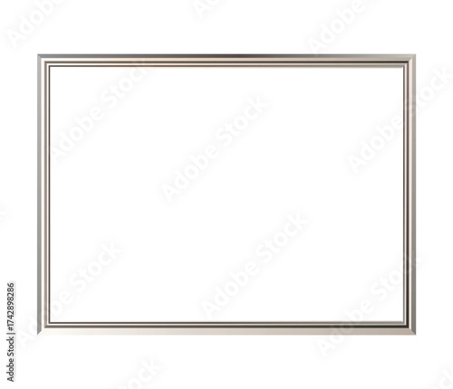 Realistic Silver Picture Frame Thin Landscape Vector Illustration