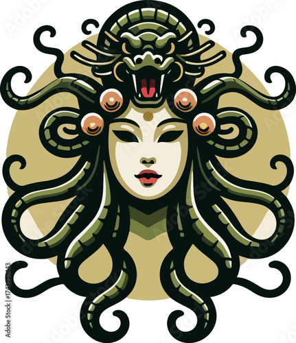 Medusa_Tattoo_Design_–_Gothic_Snake_Woman_with_Serpent_Hair_and_Dragon_Crown