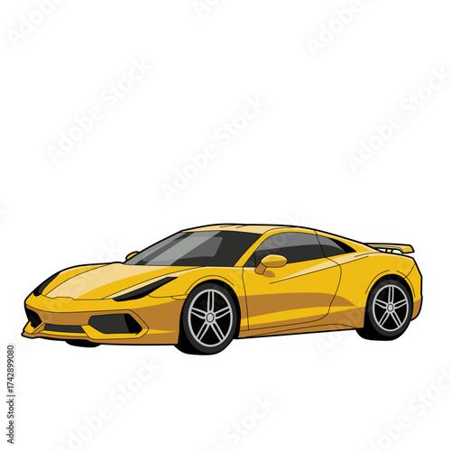 Yellow sports car illustration with modern aerodynamic design. Sleek luxury vehicle perfect for automotive design, racing concept, car advertisement, and speed-themed artwork