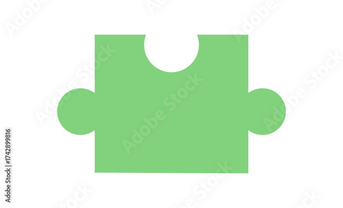 Flat jigsaw puzzle piece silhouette in cartoon graphic style. Simple tile used in board games and table activities. Fun play element, ideal for boardgame hobbies, toy concepts, and childhood