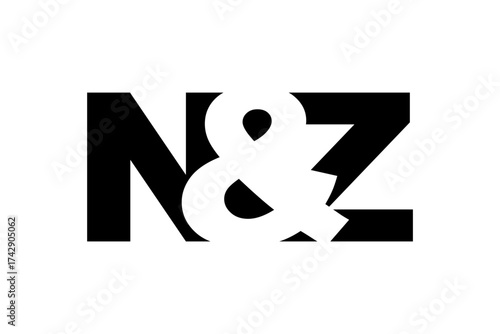 NZ logo design in bold style. Black white identity symbol. Modern typography emblem. Corporate branding icon.