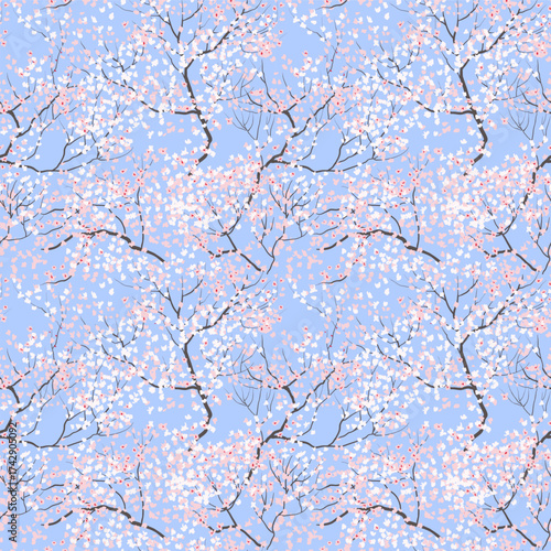Cherry blossom seamless pattern