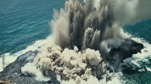 Volcanic eruption explodes into the ocean