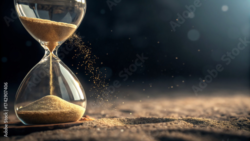 hourglass with sand in with bokeh effect in the background