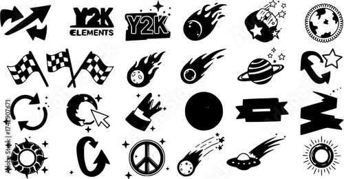 Y2K Elements Vector Set: Retro-Futuristic Icons for Graphic Design