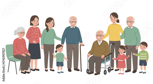 Multi-Generational Family Portrait with Grandparents Parents and Grandchildren.