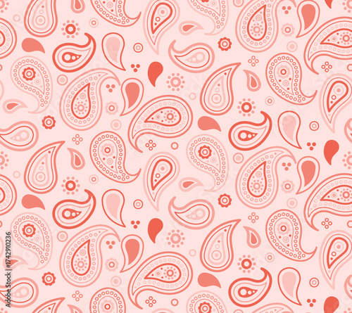 Swatch hand-drawn of tribal interior. Persian paisley in variation buta. Flat design idea by draw contemporary.