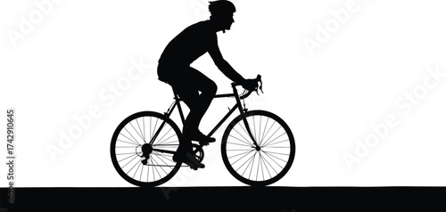 Road cyclist silhouette illustration, sport and fitness concept artwork with helmet and racing bike for lifestyle and mobility design