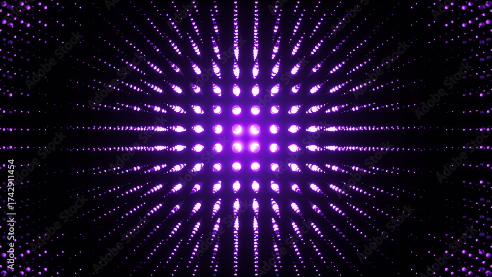 Naklejka premium Abstract purple digital background glowing sphere motion grid 3D render