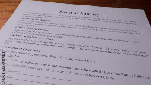 Power of Attorney Document Legal Authorization Contract Form 3
