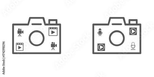 Vintage retro photo camera icon isolated on white background