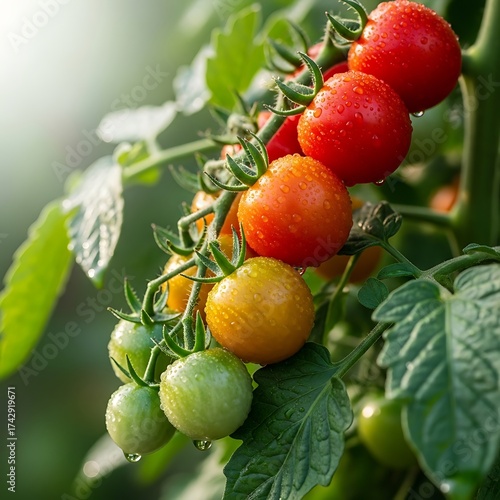 Wallpaper Mural Ripe Tomatoes Growing on Vine. Torontodigital.ca