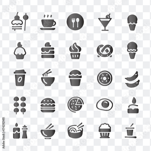 Food, Beverage, and Restaurant Icons Vector Graphic Set