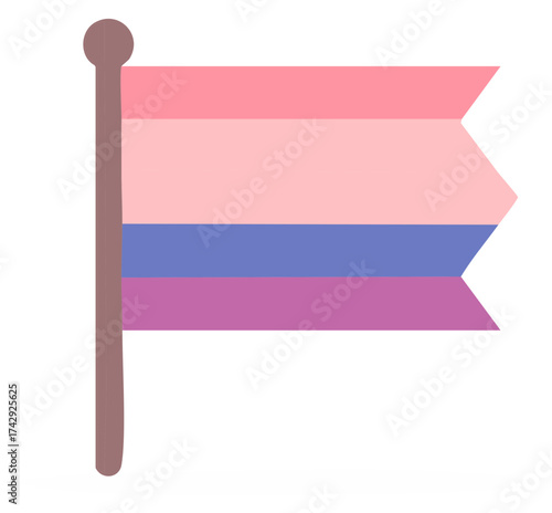 Bi Lesbian pride flag illustration on a flagpole for LGBTQIA+ community support