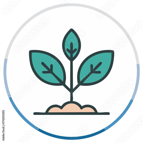 Fresh green plant sprout growing from soil representing new life and sustainable development vector icon