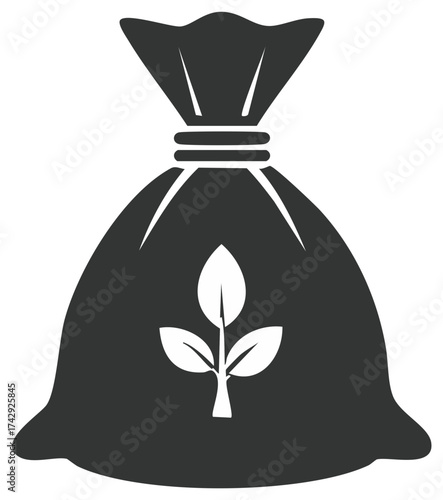 Bag with sprout icon fertilizer sack agricultural plant growth concept illustration