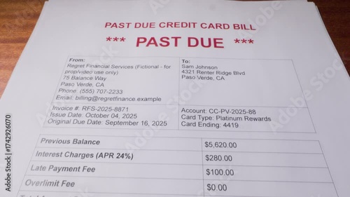Credit Card Payment Past Due Notice Overdue Bill Statement 1