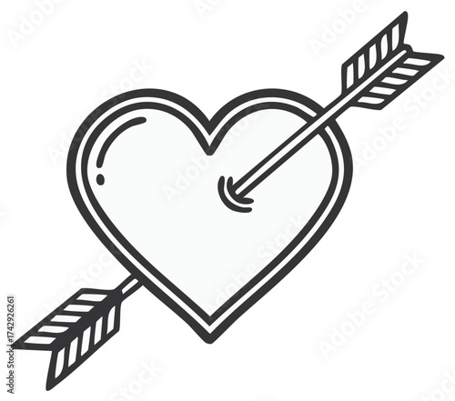 Arrow pierced heart symbol of love romantic vector design for valentines day card