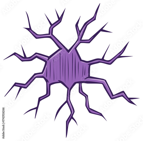 Stylized cartoon illustration of a jagged purple crack showing destruction and impact