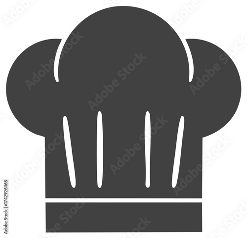 Chef's Hat Graphic Icon Symbol for Culinary Arts Food Service Industry Work Attire