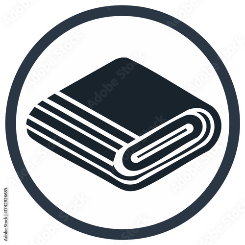 Circular icon of folded textile or fabric stack for sewing and laundry concepts