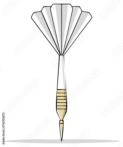 Isolated White and Gold Dart Illustration. Sport. Game. Recreational activity.