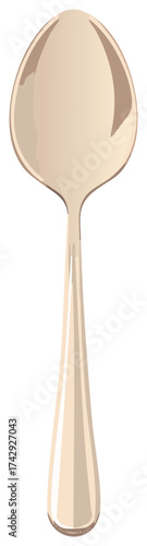 Illustration of a Silver Spoon with Elongated Handle for Dining or Serving