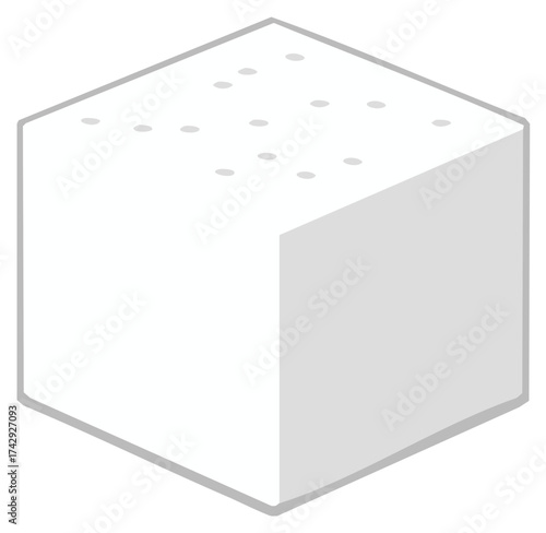 Cartoonish Block of Feta Cheese Perspective View Isolated Over White