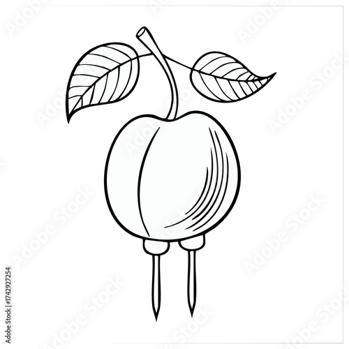 Dangerous apple with sharp spikes conceptual line art drawing