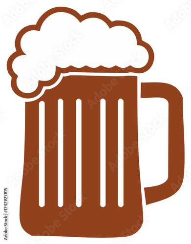 Classic Beer Stein with Overflowing Foam Head Simple Vector Graphic Icon
