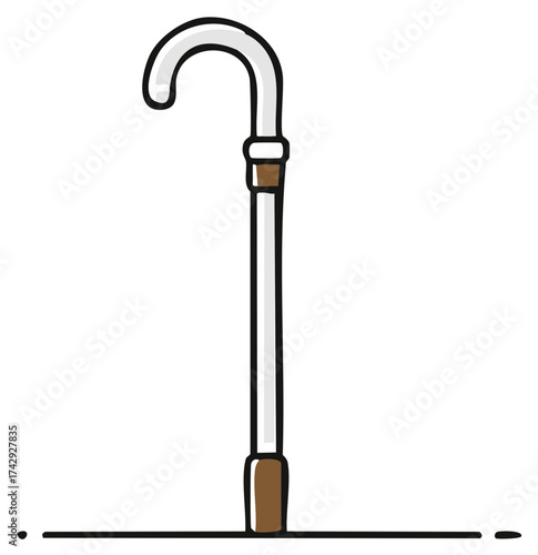 Simple hand-drawn walking cane illustration for mobility and support