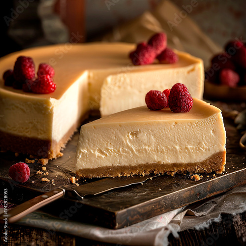 Deliciosa tarta de queso con frambuesas