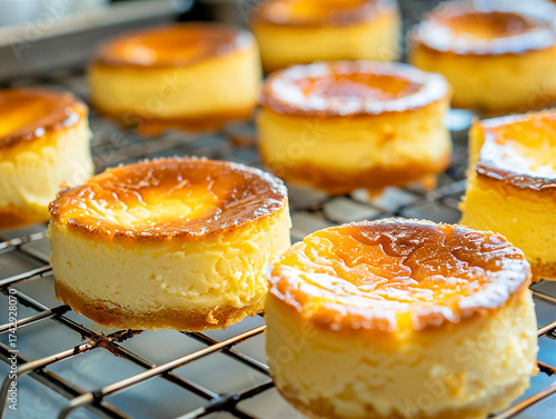Pequeñas Tartas de Queso Doradas en Proceso de Enfriamiento
