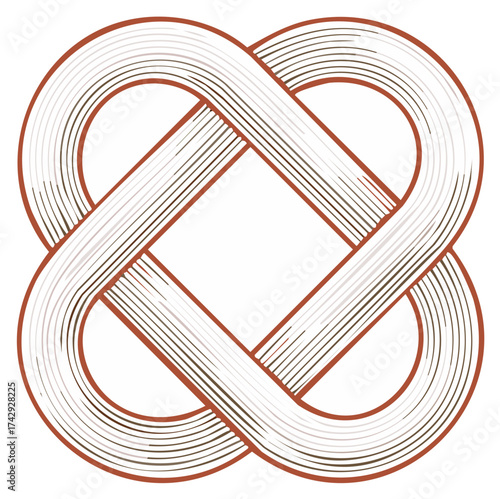 Engraved Eternity Knot Square Celtic Symbol: Interwoven Loops and Geometric Pattern