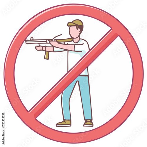 Prohibited slingshot weapon symbol icon for no dangerous objects or projectile use warning
