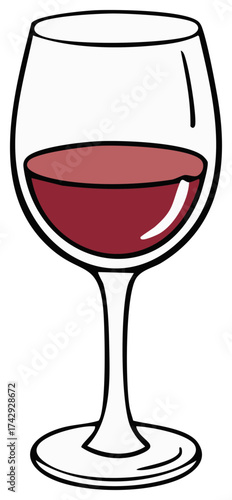 Stylized Goblet with Red Wine Illustration