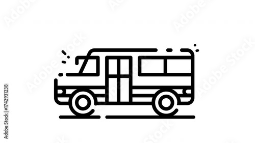 Wallpaper Mural High-resolution school bus icon animation. Perfect for education, transportation, and school-related projects. Features a loopable design and alpha channel. Torontodigital.ca