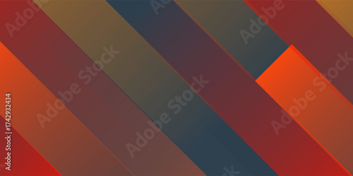 Fiery red brown burnt orange copper black abstract background. Geometric shape. Color gradient. 3d effect. Noise rough grungy grain. Neon light metallic. Design. Template. Web banner. Wide. Panoramic.
