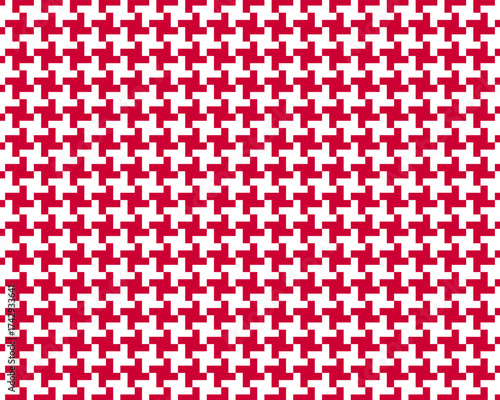 Pepitas or shemagh pattern. Red and white checkered background. Oriental textile motif. Plaid, scarf or cloth fabric print. Tweed textile design. Classic duotone ornament. Vector graphic illustration.