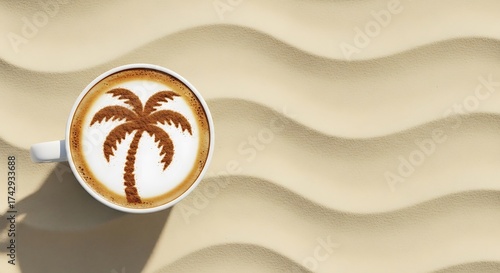 Relaxing Coffee Break on Sandy Beach.