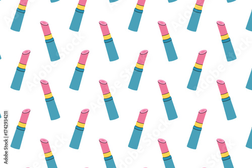 Lipstick pattern. Isolated white background. Flat style vector illustration