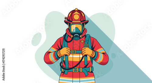 A brave and dedicated firefighter stands ready in full protective gear, symbolizing heroism, safety, and essential community service.