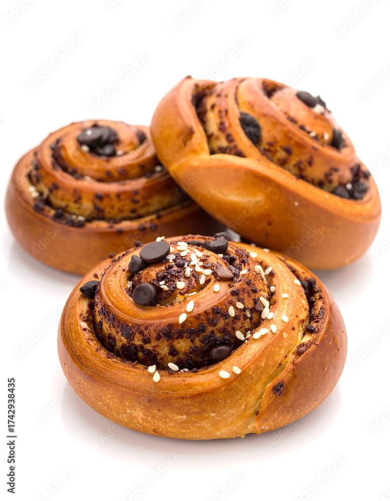 Fototapeta premium Three chocolate chip rolls