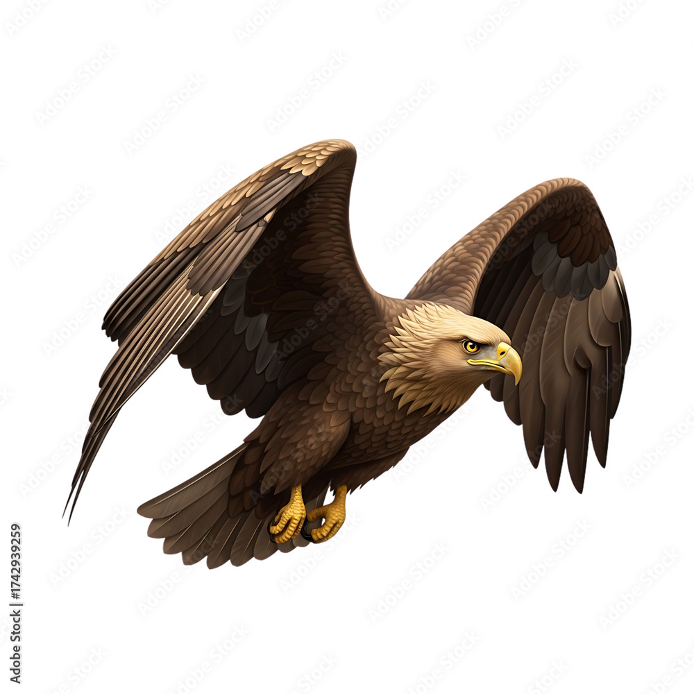 Fototapeta premium Majestic eagle soaring with wings spread wide in powerful flight
