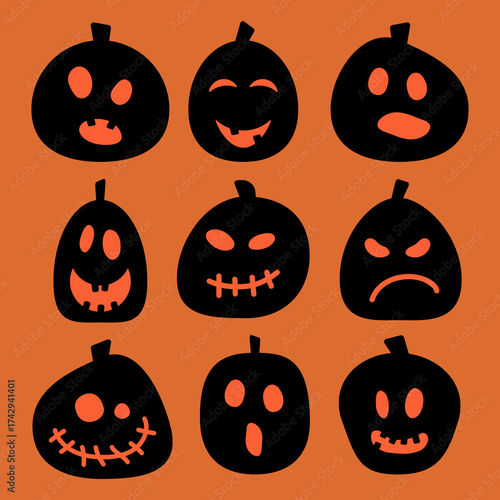 Obraz premium scary halloween pumpkin silhouettes