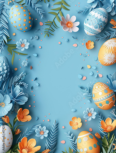 easter egg card design in paper style