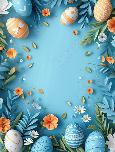 easter egg card design in paper style