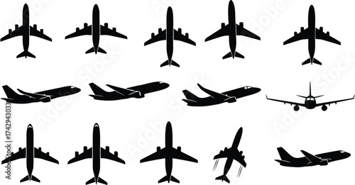 Airplane Silhouettes Collection - Modern Aircraft Icon Set